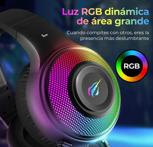 Auriculares Havit H2042d negros para PS4 PS5 Xbox PC 3,5 mm/USB color negro luz RGB