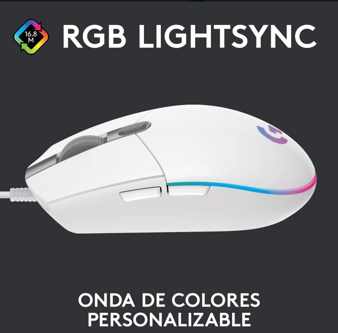 Mouse Gaming Logitech G203, color blanco