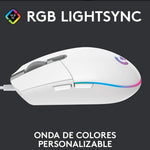 Mouse Gaming Logitech G203, color blanco