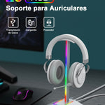 Base Soporte De Audífonos  New Bee Con Luz Led Rgb Usb, color plateado