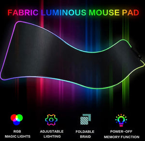 Alfombrilla De Ratón Rgb Gamer, Base De Goma Antideslizante