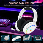 Auricular gamer inalámbrico Huo Ji X7 blanco con luz rgb LED