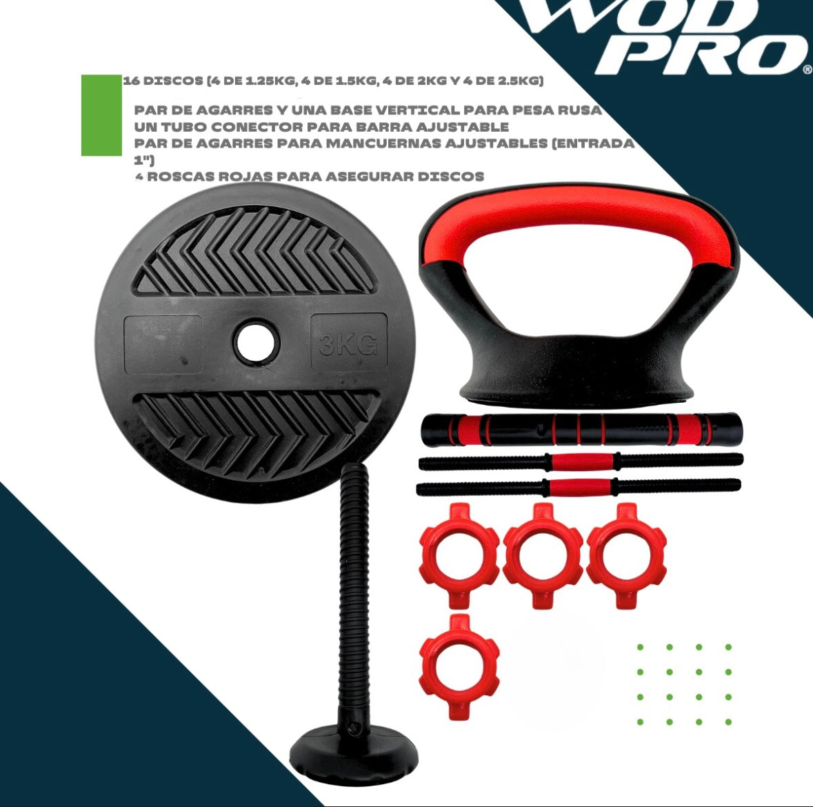 Set Kit Mancuernas Pesas Multiusos Ajustables Hogar Gym 30kg Color No