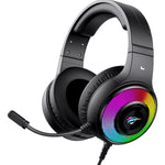 Auriculares Havit H2042d negros para PS4 PS5 Xbox PC 3,5 mm/USB color negro luz RGB