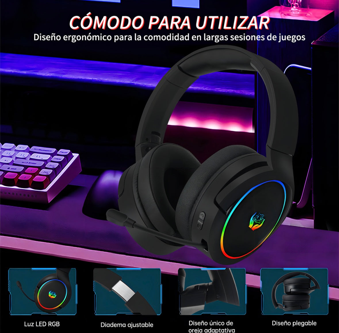 Audifonos Inalambricos Con Microfono Bluetooth De Ruido, color negro