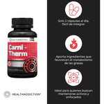 HEALTHADDICTION - Carnitherm – Suplemento Alimenticio Termogénico con L-Carnitina, Té Verde y Cromo – Optimizar el Rendimiento Deportivo y Apoyo Metabólico – 60 Cápsulas