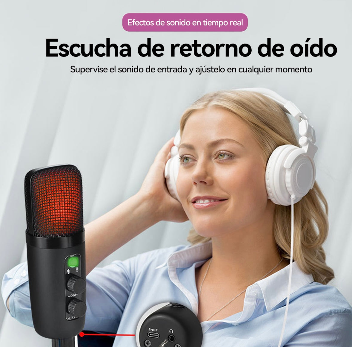 Microfono Condensador Rgb Cardioide Reducción De Ruido