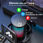 Maono Micrófono Pc para Gamer Micrófono Usb RGB con Cancelación de Ruido Silencio Ganancia y Monitoreo para Streaming Podcast Youtube Celular y PS5 PS4 DGM20 Negro