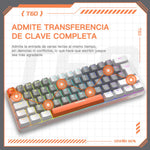 Free Wolf T60 60% Teclado Alámbrico mecánico Español, 62 Teclas Anti-ghosting, Retroiluminado Full-RGB, Teclado Programable de Hot Swap, Teclado Gamer Con Cable Conectado Tipo C, Eje Rojo