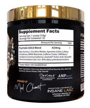 Pre Entreno Insane Labz Psychotic Gold 35 Servicios Sabor Fruit Punch