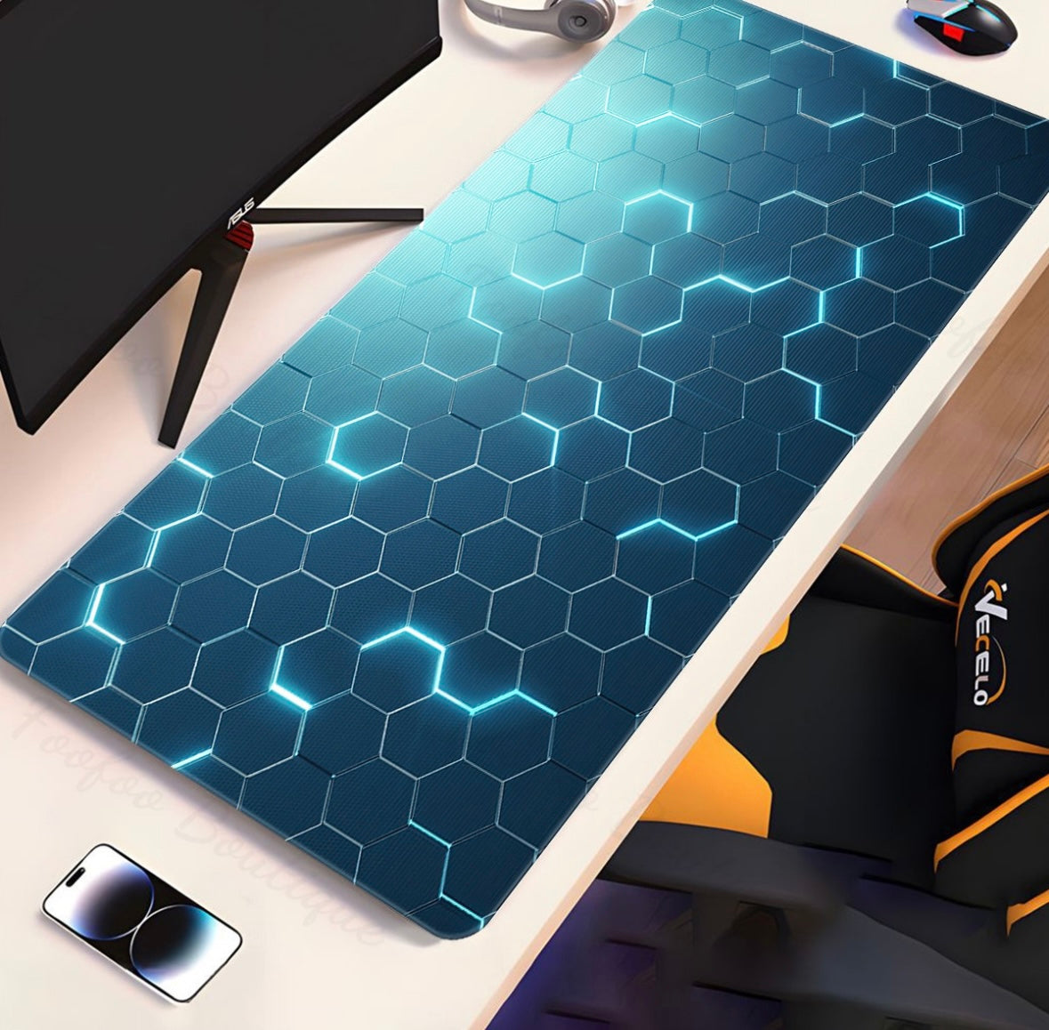 Mouse Pad Gamer Profesional Alfombrilla De Ratón 80x30 Cm Azul Acero