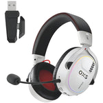 Audífonos Gamer Para Inalámbricos Diademas con Micrófono De Cancelación De Ruido Sonido Envolvente Virtual 7.1, 2.4g De Baja Latencia Con Conector Usb Y Type-c, Bluetooth 5.3 Para Pc Oxs G2 Blanco