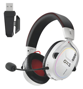 Audífonos Gamer Para Inalámbricos Diademas con Micrófono De Cancelación De Ruido Sonido Envolvente Virtual 7.1, 2.4g De Baja Latencia Con Conector Usb Y Type-c, Bluetooth 5.3 Para Pc Oxs G2 Blanco