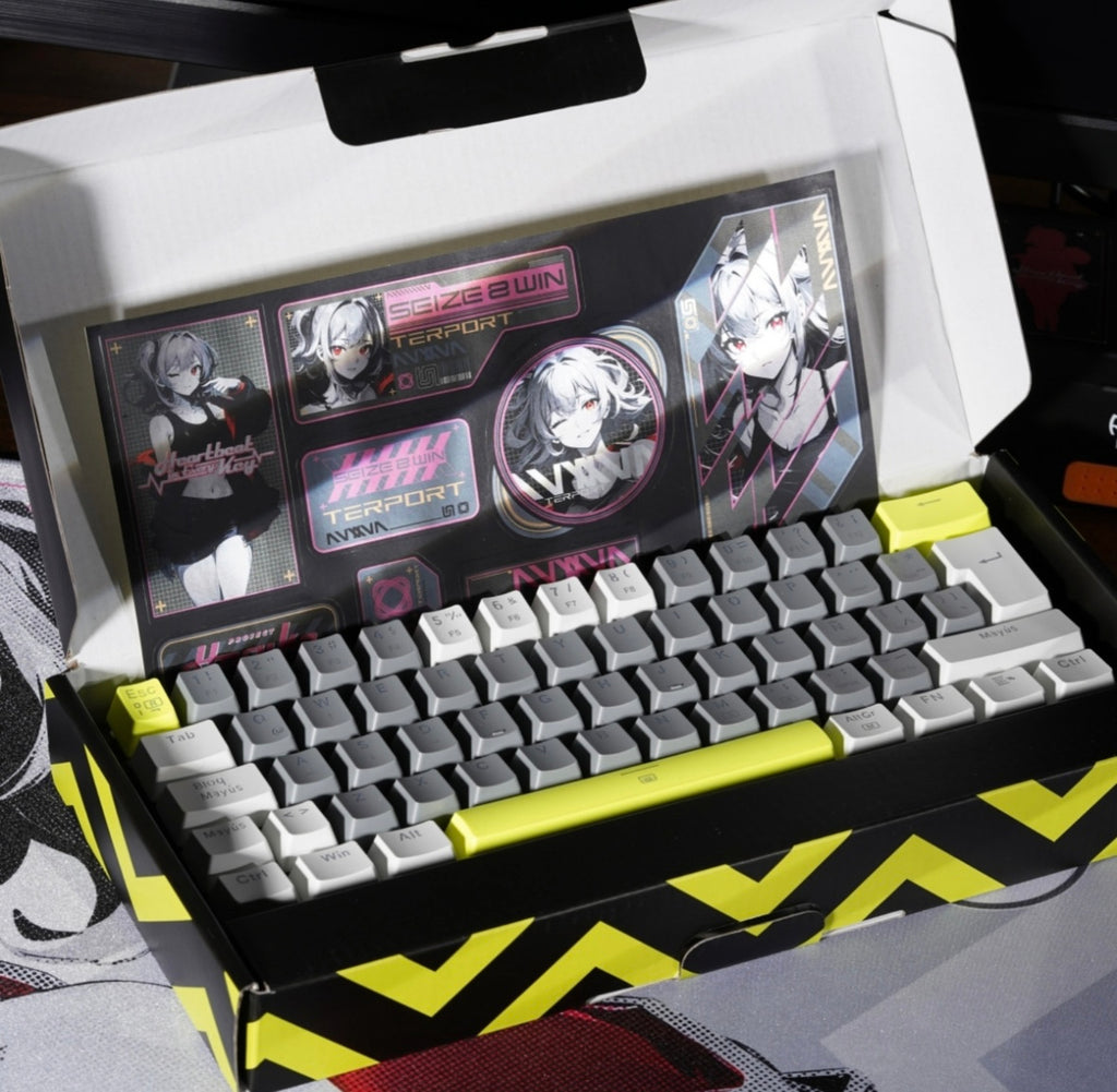 TERPORT 60% Teclado Mecánico Español Z11 -E174 Luces Rgb 20 Efectos, Huano Red Switch Hotswap, Teclado PC Gamer Rgb 62 Teclas Antighosting Cable Removible-Gris/Blanco