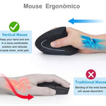 MOYAC Ratón vertical inalámbrico ergonómico recargable 2,4 g negro