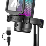 Maono Micrófono Pc para Gamer Micrófono Usb RGB con Cancelación de Ruido Silencio Ganancia y Monitoreo para Streaming Podcast Youtube Celular y PS5 PS4 DGM20 Negro