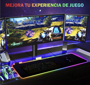 Alfombrilla Ratón Gamer Rgb Luz Led Mousepad 80x30 Mousepad Color Negro Dr Catch