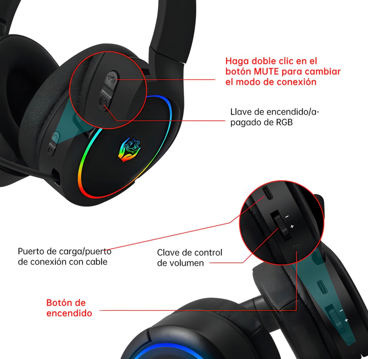 Audifonos Inalambricos Con Microfono Bluetooth De Ruido, color negro