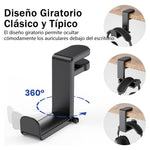 Soporte Giratorio Para Auriculares Gancho Gaming Con Cilp Huo Ji CQ001 Negro