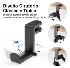 Soporte Giratorio Para Auriculares Gancho Gaming Con Cilp Huo Ji CQ001 Negro