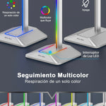 Base Soporte De Audífonos  New Bee Con Luz Led Rgb Usb, color plateado