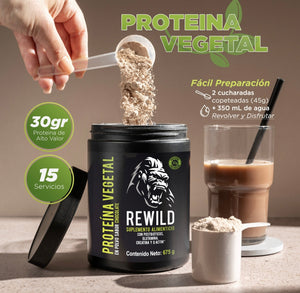 Proteína Vegetal En Polvo | Ayuda en el aumento y recuperación de masa muscular | Aporta creatina, glutamina y Q-ActinCon | Postbióticos añadidos | 675g Sabor Chocolate