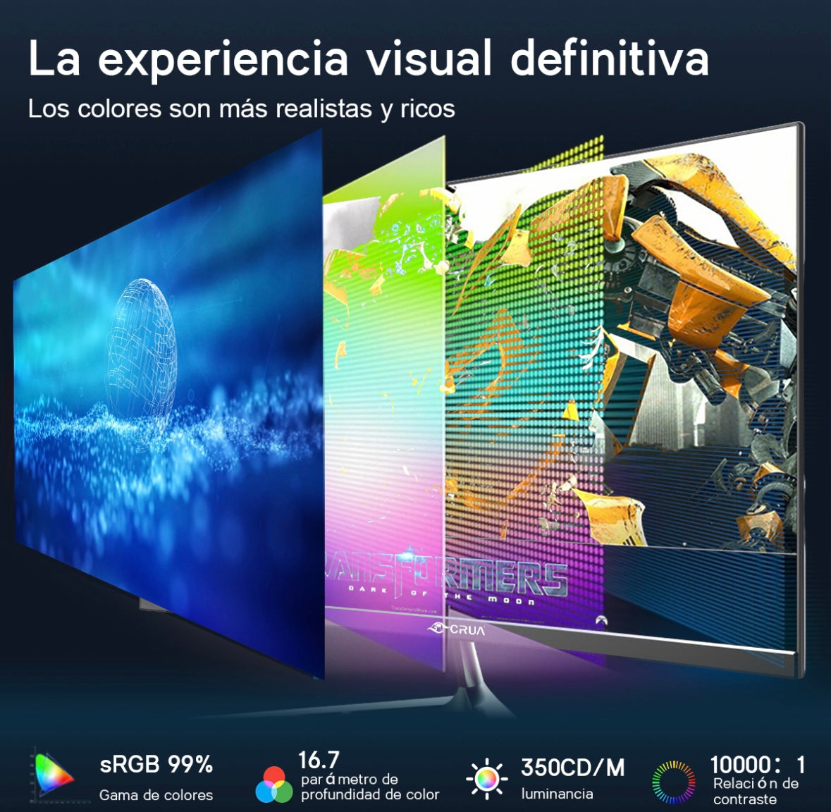 Monitor Gamer Crua CR240QA Curb con pantalla de 24.5" 120Hz y resolución Full HD HDMI VGA LED Negro