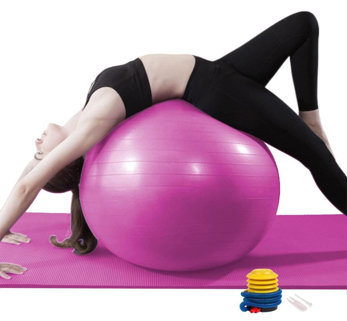 Pelota Fitness De Yoga Acondicionamiento 65 Cm Con Bomba Pelota de Ejercicio para Fitness, Ejercicio en Casa, Yoga, Pilates, etc. Adecuada para Hombres y Mujeres Color Azul Yuhuangcheng