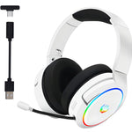 Auricular gamer inalámbrico Huo Ji X7 blanco con luz rgb LED