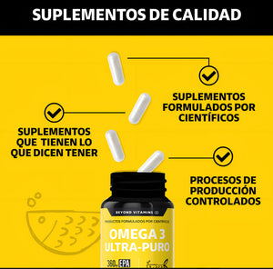 Omega 3 Premium 1000mg Suplemento Alimenticio Aceite De Pescado Como Tg Beyond Vitamins Sin Sabor Sin Rellenos - Vitaminas Mujer / Hombre - 60 Cápsulas