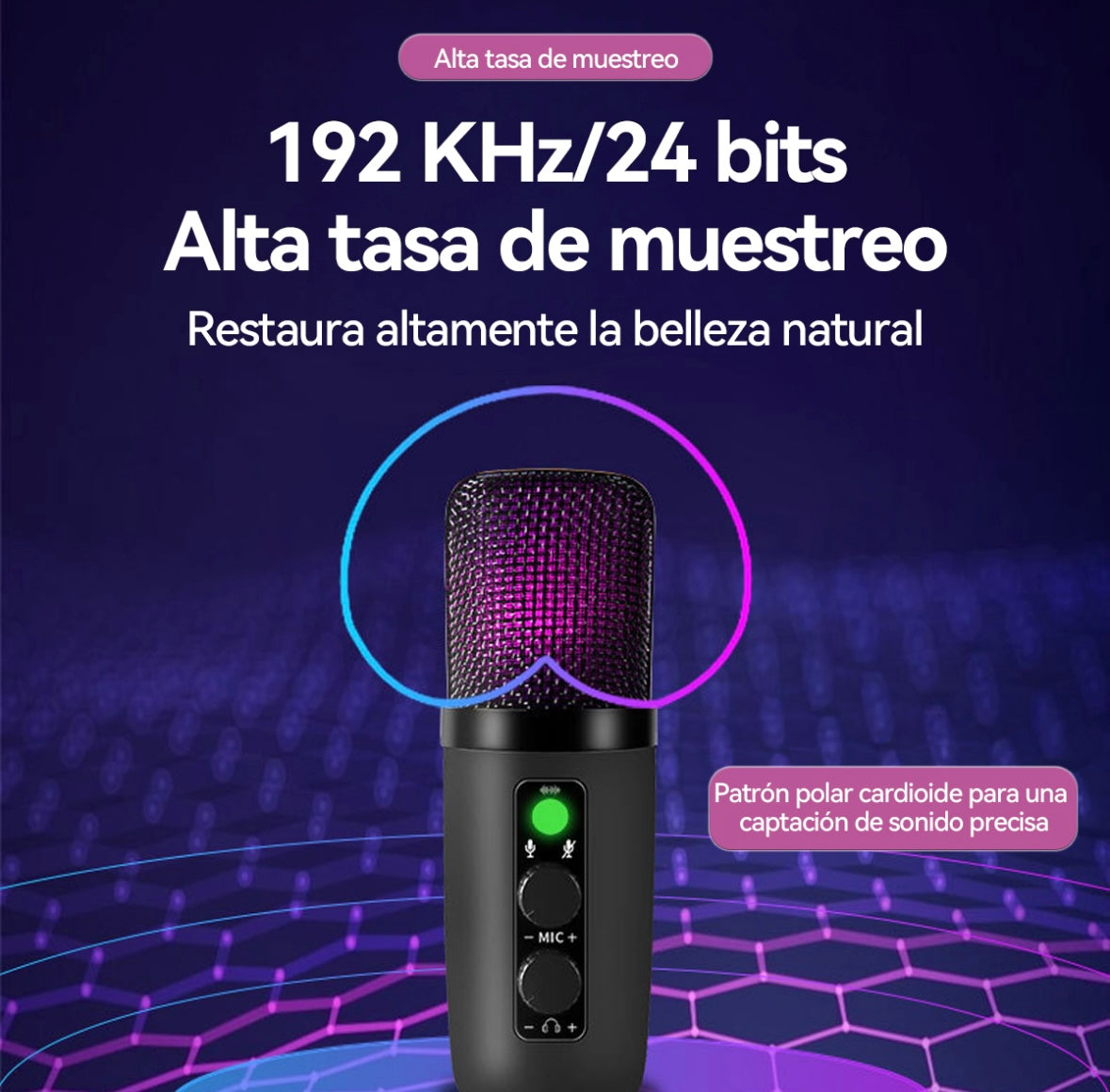 Microfono Condensador Rgb Cardioide Reducción De Ruido