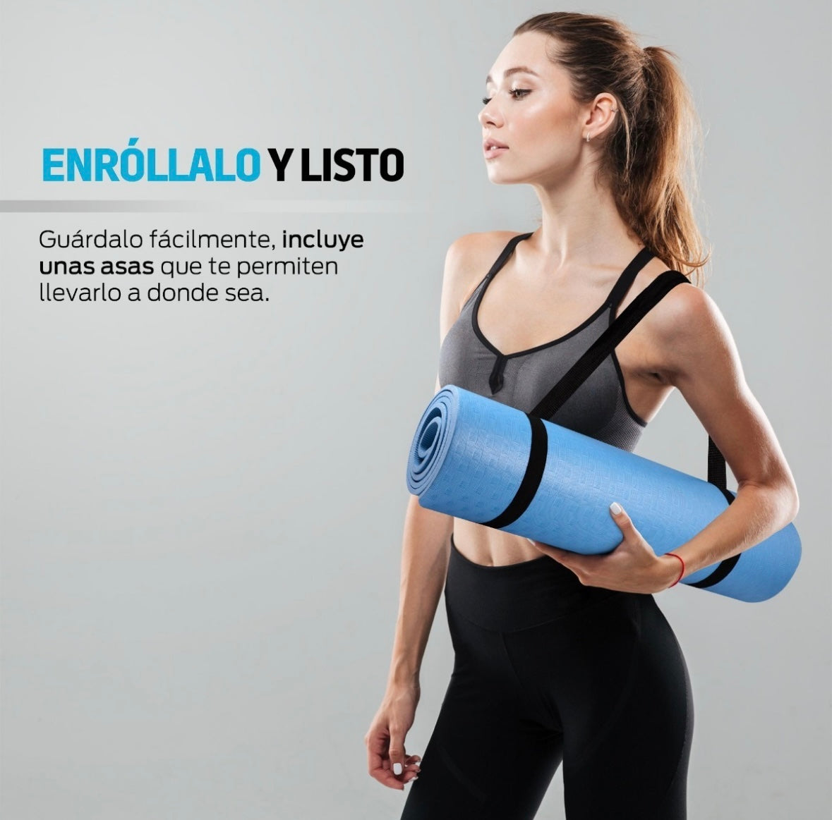 Redlemon Tapete para Yoga con Correa para Transportar, Yoga Mat de 9 mm de Grosor para Pilates, Ejercicio, Gimnasio, Resistente, Flexible y Portátil, Rosa y Azul, Fácil de Limpiar, Enrollable, Azul