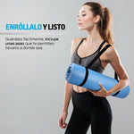 Redlemon Tapete para Yoga con Correa para Transportar, Yoga Mat de 9 mm de Grosor para Pilates, Ejercicio, Gimnasio, Resistente, Flexible y Portátil, Rosa y Azul, Fácil de Limpiar, Enrollable, Azul