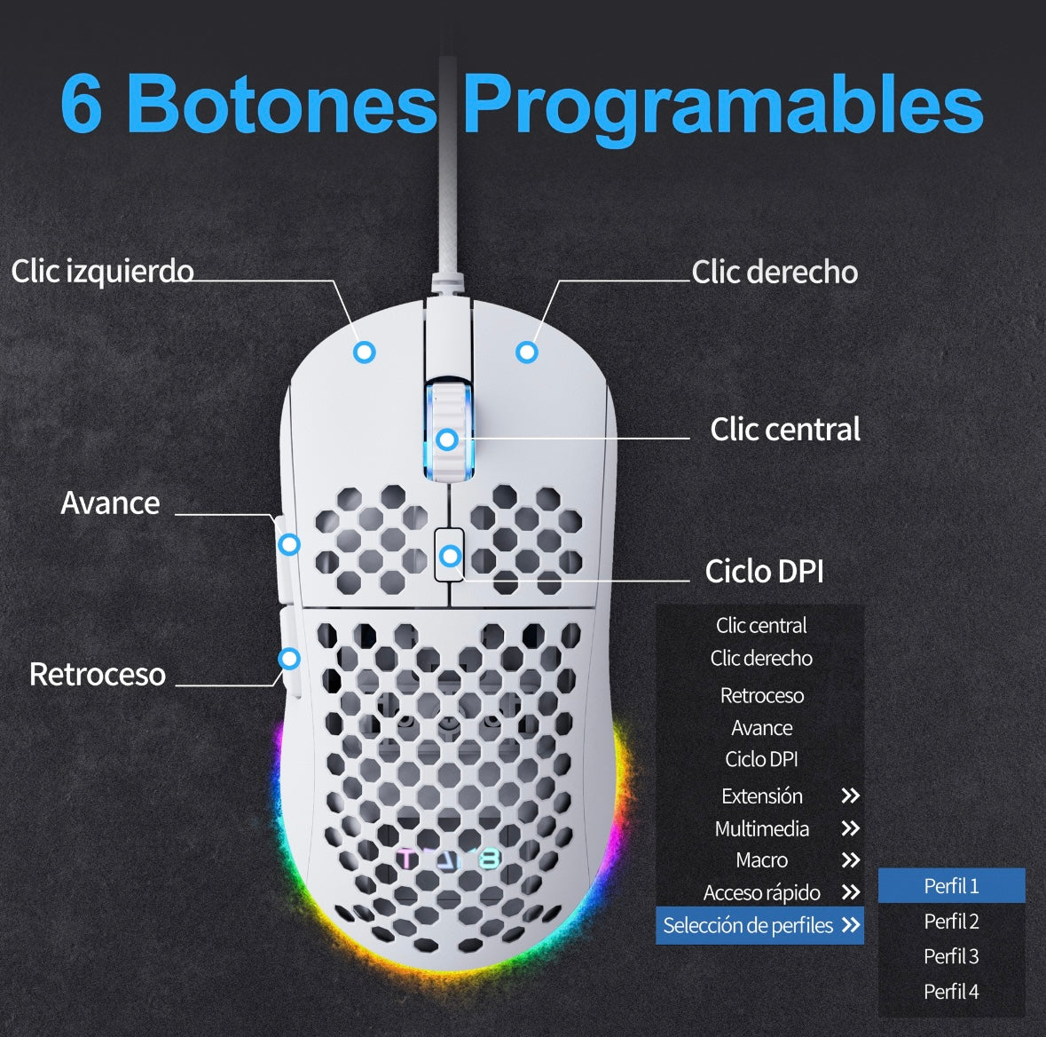 Ratón Gamer Ultraligero Tmkb Falcon M1se - 12.800 Dpi Óptico